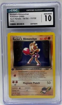 2000 Pokemon Gym Heroes 1st Edition Rocket's Hitmonchan #11 CGC 10 - Image 1