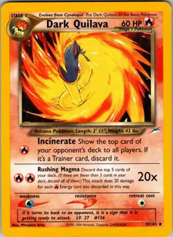 Dark Quilava Uncommon Neo Destiny 039/105 NM (Small Indent) Pokemon TCG - Image 1