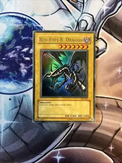 Yu-Gi-Oh! TCG Red-Eyes Black Dragon SDJ-001 Vintage Holo Unlimited LP (WNU) - Image 1