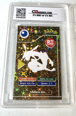 Lot of 2 CG Graded Pokemon Cards Comic Art Raquaza & Groudon (metal card) - Image 2