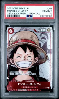 2022 ONE PIECE JPN 25TH ANV PREM CARD COLL #001 MONKEY D. LUFFY PSA 10 - Image 1