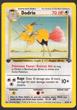 Dodrio 34/64 1st Edition Jungle Pokemon Card 1999 NM - Image 1
