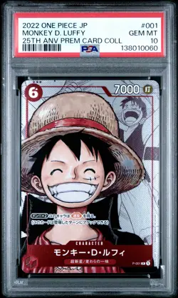 2022 ONE PIECE JPN 25TH ANV PREM CARD COLL #001 MONKEY D. LUFFY PSA 10 - Image 1