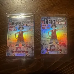 Bandai One Piece CCG US Voyage Monkey.D.Luffy Holo Promo Character Card Lot (2) - Image 1