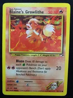BLAINE'S GROWLITHE - 62/132 - GYM HEROES - POKEMON CARD - LP - Image 1