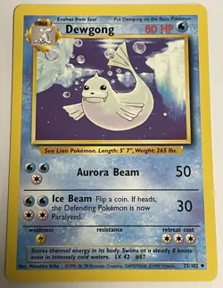 Dewgong 25/102 Pokemon Base Set Original TCG Basic Rare Non Holo Game Card Clean - Image 1