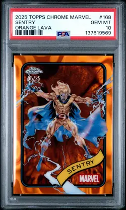 2025 TOPPS CHROME MARVEL ORANGE LAVA #168 SENTRY 5/25 PSA 10 - Image 1