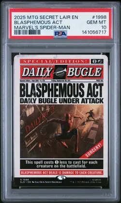 2025 MTG SECRET LAIR DROP DAILY BUGLE BREAKING NEWS BLASPHEMOUS ACT PSA 10 - Image 1