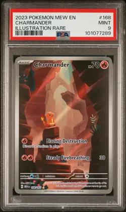2023 POKEMON MEW EN-151 ILLUSTRATION RARE #168 CHARMANDER PSA 9 - Image 1