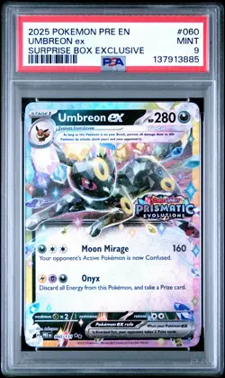 2025 POKEMON PRE EN-PRISMATIC EVOLUTIONS SURPRISE BOX EXCLUSIVE UMBREON EX PSA 9 - Image 1