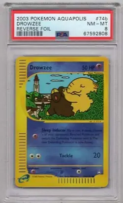 DROWZEE #74b REVERSE HOLOFOIL POKEMON AQUAPOLIS PSA #67592807 GRADED NM-M8 2003 - Image 1