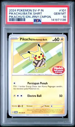 2024 POKEMON INDONESIAN SV-P PROMO #101 PIKACHU IN BATIK SHIRT PSA 10 - Image 1