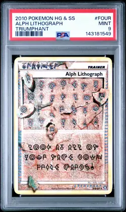 2010 POKEMON HEARTGOLD & SOULSILVER TRIUMPHANT #FOUR ALPH LITHOGRAPH PSA 9 - Image 1