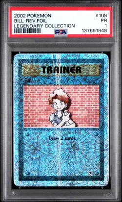 2002 POKEMON LEGENDARY COLLECTION #108 BILL-REVERSE FOIL PSA 1 - Image 1
