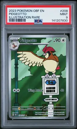2023 POKEMON OBF EN-OBSIDIAN FLAMES ILLUSTRATION RARE #208 PIDGEOTTO PSA 9 - Image 1