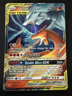 Pokemon TCG Reshiram & Charizard GX 20/214 Unbroken Bonds Holo Card - Image 1