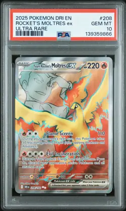 2025 POKEMON DRI EN-DESTINED RIVALS ULTRA RARE TEAM ROCKET'S MOLTRES EX PSA 10 - Image 1