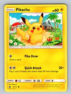 Pikachu 30/111 Common SM - Crimson Invasion LP - NM Pokemon TCG - Image 1