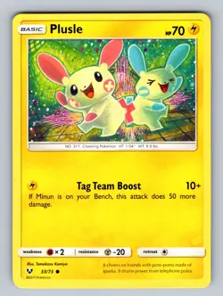 Plusle 33/73 Common Shining Legends NM - LP Pokemon TCG - Image 1