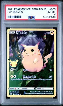 2021 POKEMON CELEBRATIONS #005 FULL ART/PIKACHU PSA 8 - Image 1