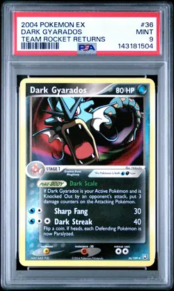 2004 POKEMON EX TEAM ROCKET RETURNS #36 DARK GYARADOS PSA 9 - Image 1