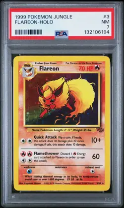 1999 POKEMON JUNGLE #3 FLAREON-HOLO PSA 7 - Image 1