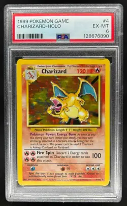 1999 Pokemon Base Set Charizard Rare Holo #4/102 PSA 6 - Image 1