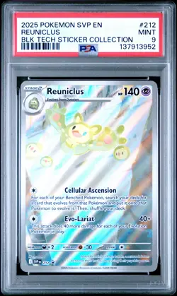 2025 POKEMON BLACK BOLT TECH STICKER COLLECTION #212 REUNICLUS PSA 9 - Image 1