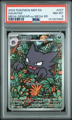 2025 POKEMON MEP MEGA BATTLE DECK PROMO #027 HAUNTER PSA 8 - Image 1