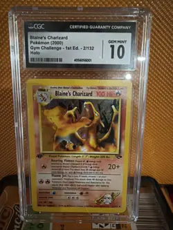 2000 Pokemon Blaine's Charizard 2/132 Gym Challenge Holo 1st Edition CGC 10 - Image 1