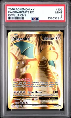 2016 POKEMON XY EVOLUTIONS #106 FULL ART/DRAGONITE EX PSA 9 - Image 1