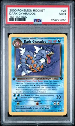 2000 POKEMON ROCKET 1ST EDITION #25 DARK GYARADOS PSA 9 - Image 1