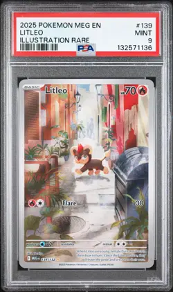 2025 POKEMON MEG EN-MEGA EVOLUTION ILLUSTRATION RARE #139 LITLEO PSA 9 - Image 1