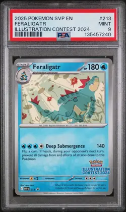 2025 POKEMON SVP ILLUSTRATION CONTEST PROMO #213 FERALIGATR PSA 9 - Image 1
