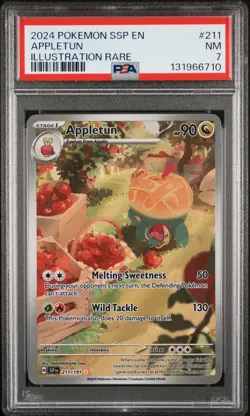 2024 POKEMON SSP EN-SURGING SPARKS ILLUSTRATION RARE #211 APPLETUN PSA 7 - Image 1
