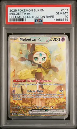 2025 POKEMON BLK EN-BLACK BOLT SPECIAL ILLUSTRATION RARE #167 MELOETTA EX PSA 10 - Image 1