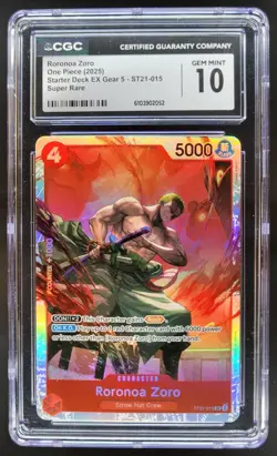 2025 ONE PIECE CCG RORONOA ZORO SUPER RARE ST21-015 CGC 10 B PT - Image 1