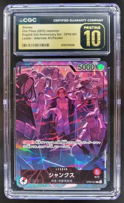 2025 ONE PIECE CCG JAPANESE SHANKS LEADER ALT ART OP09-001 CGC 10 PRISTINE B PT - Image 1