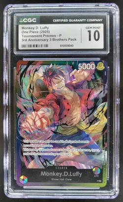 2025 ONE PIECE CCG MONKEY D. LUFFY 3RD ANNIVERSARY CGC 10 D PT - Image 1