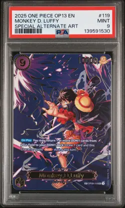 2025 ONE PIECE OP13-CARRYING ON HIS WILL #119 MONKEY D. LUFFY PSA 9 - Image 1