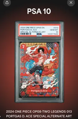 Namco 2024 One Piece Two Legends Portgas D. Ace OP02-013 SP Foil PSA 10 - Image 1