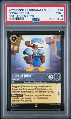 2023 DISNEY LORCANA EN P1-PROMO SPIEL ESSEN 2023 DONALD DUCK MUSKETEER PSA 9 - Image 1