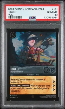2024 Disney Lorcana EN4 Piglet PSA 10 GEM FOIL LEGENDARY - Image 1