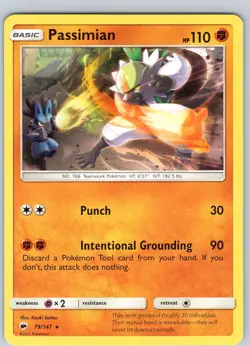 Pokemon TCG Passimian S&M Burning Shadows 79/147 Regular Rare Card NM - Image 1