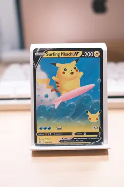 Surfing Pikachu 008/025 2021 Pokemon Card Full Art 25th Anniversary NM Holo - Image 1
