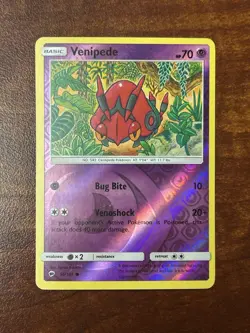 Venipede #56/147 Reverse Holo SM - Burning Shadows Pokemon Card TCG - Image 1