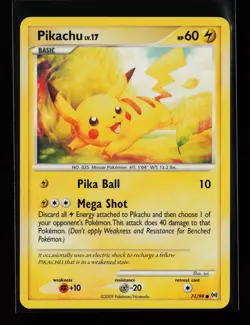 Pikachu 71/99 Common Non Holo Arceus Pokemon Card - Image 1