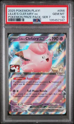 2025 POKEMON PLAY! POKEMON PRIZE PACK: SERIES 7 #056 LILLIE'S CLEFAIRY EX PSA 10 - Image 1