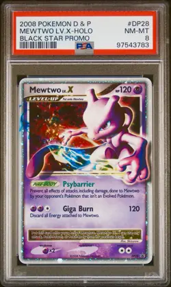 Mewtwo LV.X DP28 Promo Diamond and Pearl Holo Pokemon 2008 PSA 8 - Image 1
