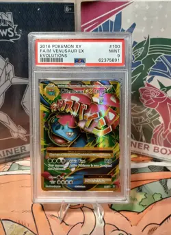 2016 Pokemon XY Evolutions M Venusaur Ex Full Art #100/108 PSA 9 MINT - Image 1